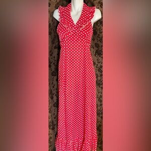 Act 1 Vintage Red Polka Dot Maxi Dress